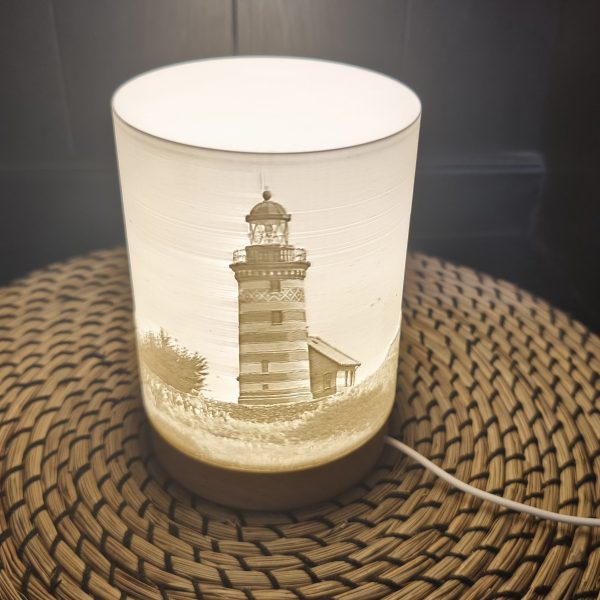 Lithophane Motivlampe mit Holzsockel | LED-Lampe | Verschiedene Motive