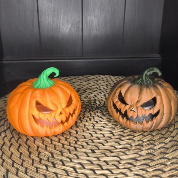 Halloween Kürbis für LED-Teelicht | Beleuchtete 3D-Deko | Gruseliger Deko-Kürbis